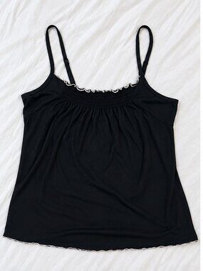 Personal Identity Black Ruffle Trim Cami Top – Size L